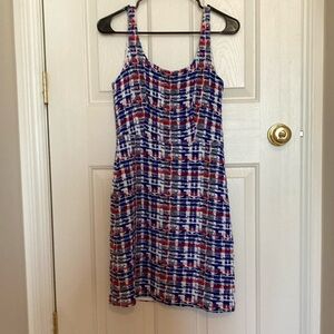 J. Crew Red White and Blue Woven Knit Plaid Sundress